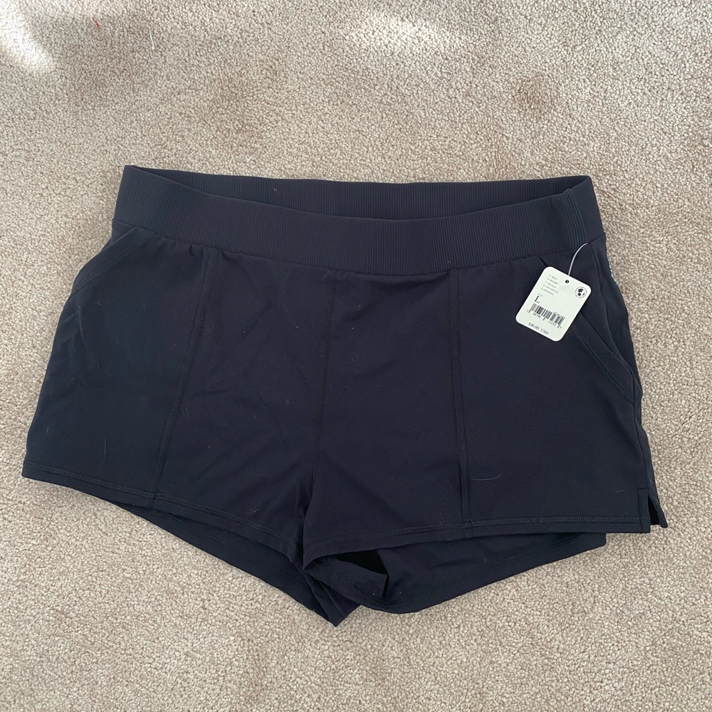 Free People Movement L Black Athletic Shorts